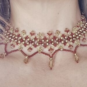 Swarovski Crystal and Pearl Beaded Choker Necklace